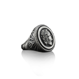 Alexander The Great Handmade Sterling Silver Signet Ring, Greek Mythology Signet Man Ring, Alexander The Great Men Jewelry, Ring For Men