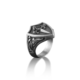 Santiago Cross Orden Signet Amulet Ring for Men, Sterling Silver Mens Signet Ring, Christian Rings, Promise Ring, Religious Crucifix Ring