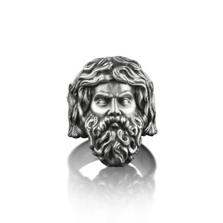 Zeus sky god ancient greek ring for men in silver, Fantasy mens ring in oxidized sterling silver, Greek mythology ring, Unusual ring for men