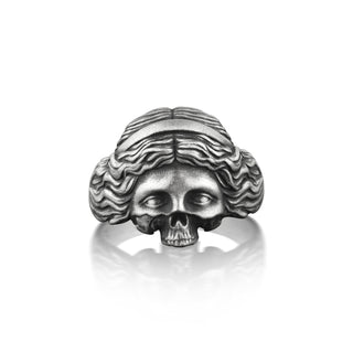 Aphrodite Extraordinary Gothic Ring, Greek Mythology Skull Ring in Sterling Silver, Roman Mythology Goddess Venus Ring For Men, Male Ring