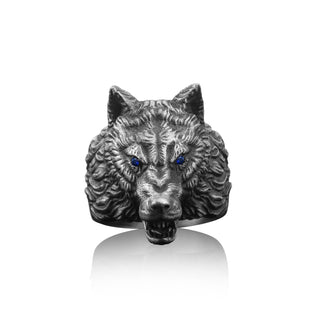 Signet Men Wolf Ring, Silver Wolf Head Ring, Wild Wolf Men Rings, Wolf Oxidized Ring, Men Animal Jewelry, Ring For Men, Jewelry For Men