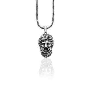 Sterling Silver Zeus Men's Necklace, God Zeus Oxdizdized Men Pendant, Greek God Silver Man Jewelry, Gorgon Mythology Necklace, Gift For Mens