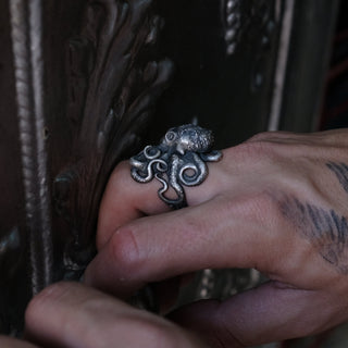 Octopus Handmade Sterling Silver Men Ring, Octopi Animal Biker Ring, Octopus Animal Silver Men Jewelry, Sea Animal Gothic Ring, Ring For Men