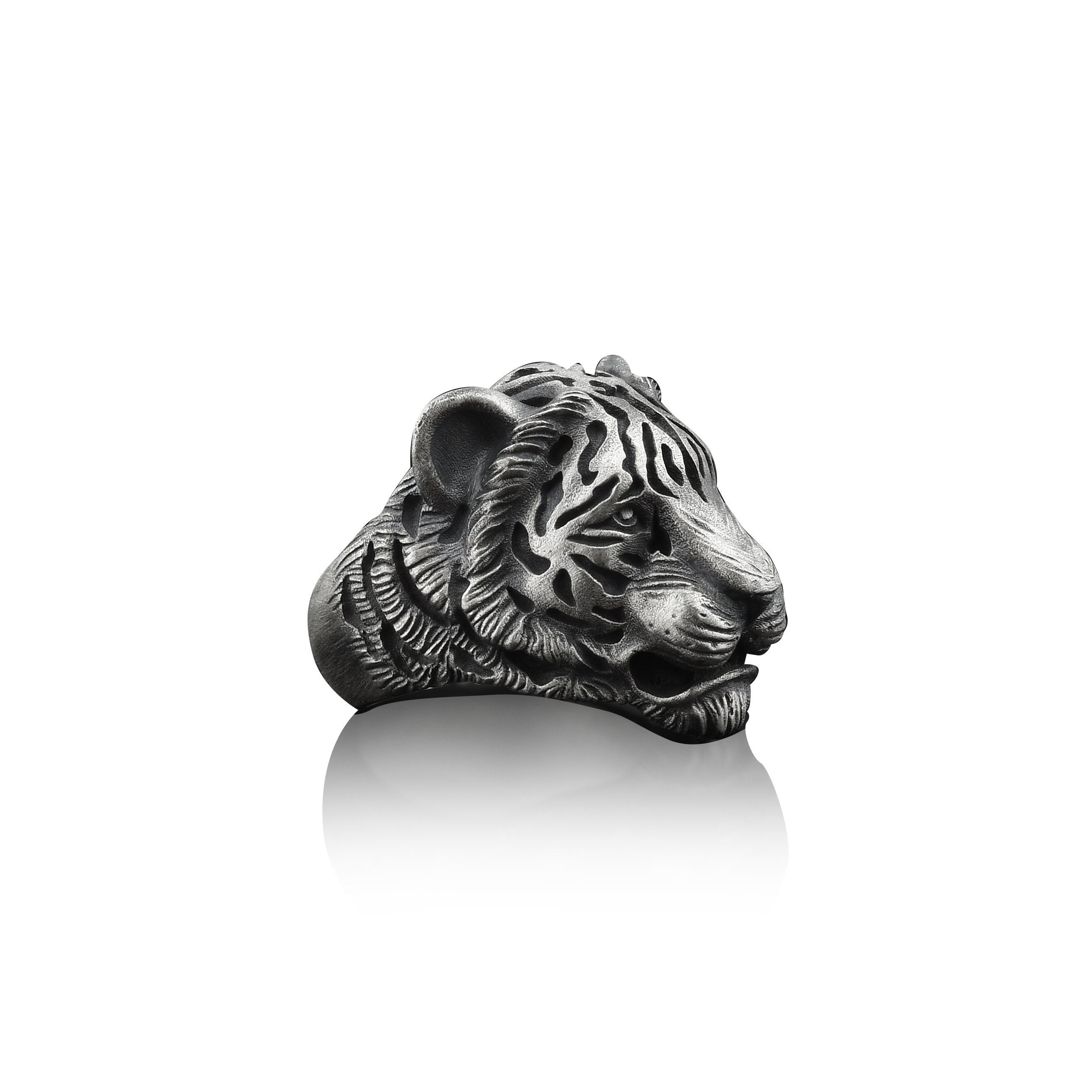 Asian Tiger Handmade Sterling Silver Men Ring, Wild Cat Animal Ring, Asian Tiger shops Silver Men Jewelry, 3D Tiger Head Biker Ring, Ring For Men