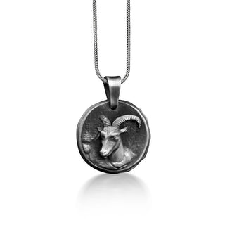 Aries Ram Zodiac Coin Necklace, Sterling Silver Zodiac Sign Necklace For Dad, Horoscope Necklace For Boyfriend, Husband Birthday Gift