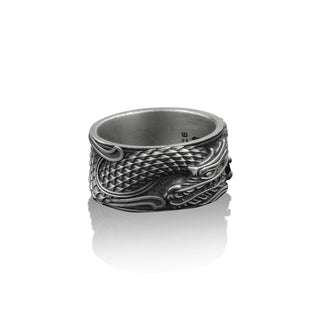 Japanese Dragon Silver Mythology Ring, 925 Sterling Silver Biker Ring, Stackable Ring, Handmade Jewelry, Engraved Ring, Best Man Gift