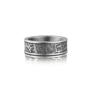 Maori Art Mens Ring in Sterling Silver, New Zealand Native Ring For Best Friend, Hawaiian Ring For Men, Indigenous Jewelry, Ancient Ring