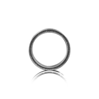 Scandinavian Bear Oxidized Silver Ring, Nature Mens Wedding Band Ring in Sterling Silver, Nordic Animal Ring For Boyfriend, Husband Gift