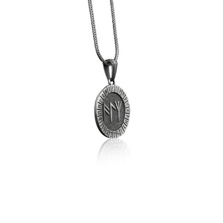 Viking rune pendant necklace for men in sterling silver, Norse mythology necklace for best friend necklace, Dad gift