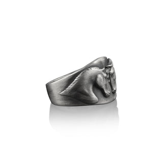 Couple Horse 925 Silver Animal Ring, Sterling Silver Anniversary Ring, Mama Ring, Family Ring, Engraved Ring, Love Ring, Couple Gift