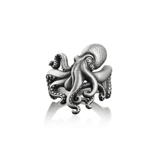 Octopus Unique Mens Ring in Silver, Kraken Ring For Boyfriend, Unusal Male Ring in Sterling Silver, Ocean Ring For Men, Animal Ring For Dad