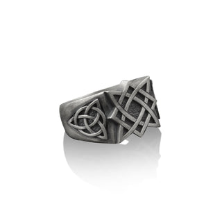 Celtic Knot 925 Silver Signet Ring, 925 Sterling Silver Norse Mythology Jewelry, Antique Ring, Minimalist Ring, Family Ring, Family Gift