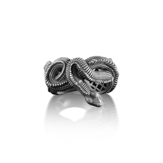 Twisted Snake Ring, Ouroboros Snake Sterling Silver Mens Ring, Snake Rings for Him, Unique Serpent Jewelry for Men, Boho Gift for Her