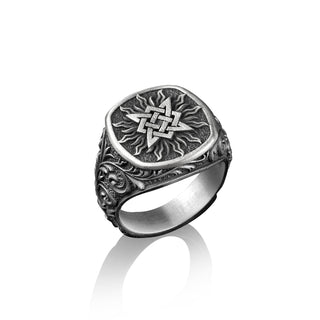Alatyr The Sacred Stone Signet Ring, Slavic Mythology, Sterling Silver Mens Rings, Mythology Lover Gift, Pinky Rings for Women, Small Gifts