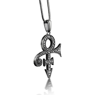 Ankh with Eye Of Horus Necklace, Oxidized Pagan Cross Necklace in Silver, Ancient Egyptian Mythology Necklace For Best Friend, Cool Necklace
