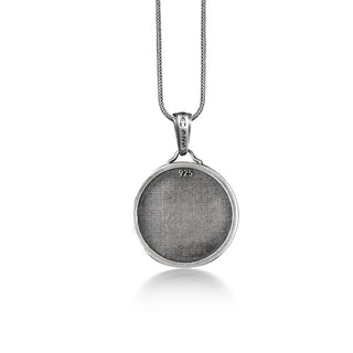 Viking vegvisir and rune pendant necklace in silver, Viking compass coin necklace for men, Norse mythology necklace