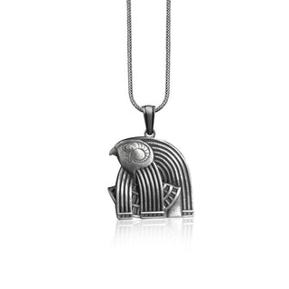 Sterling Silver Horus Charm Necklace, Egyptian God Horus Pendant, Ancient Mythology Jewelry, Engraved Men Necklace, Falcon Pendant for Men