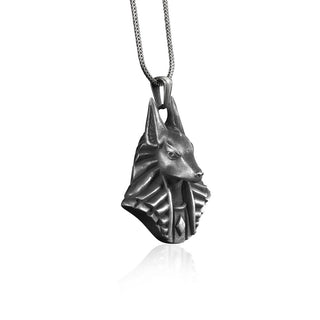 Egyptian Anubis Head Pendant Men Necklace, Oxidized Anubis Head Necklace, Sterling Silver Pendant, Mythology Pendant, Egyptian God Jewelry