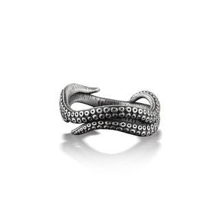 Octopus Tentacle Mens Ring in Silver, Squid Ring For Best Friend, Unusual Kraken Ring For Boyfriend, Ocean Ring For Men, Sea Life Jewelry