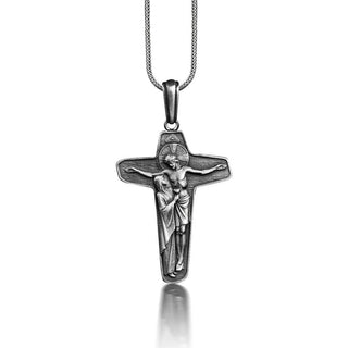 Unity Cross of Schoenstatt Necklace, Jesus and Virgin Mary Crucifix Necklace, Sterling Silver Christian Necklace For Mama, Catholic Necklace