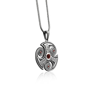 Triskelion Trefot Celtic Totem Neckalce for Men, 925 Starling Silver Pendant, Oxidized Charm Pendant for Her, Elegant Medallion, Celtic Gift