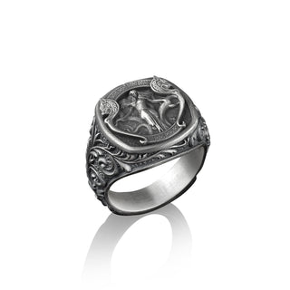 Mara The Viking Valkyrie Square Signet Ring, Norse Mythology Lover, Sterling Silver Pinky Rings for Women, Mens Rings, Chunky Biker Ring