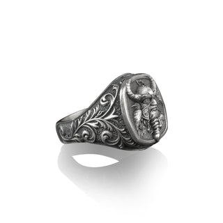 Odin the Viking God with Ravens, Scandinavian Mythology, Sterling Silver Square Signet Ring, Gold Signet Ring for Men and Women,