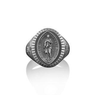 Mary Immaculate Relief Ring, Virgin Mary Immaculate Silver Ring, Religious Silver Men Jewelry, Christian Signet Rings, Virgin Mary Men Ring