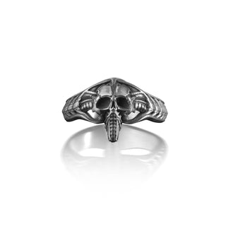 Pilot Skull Bio Mechanic Men Ring, Handmade Sterling Silver Men Ring, Skull Gothic Ring, Skull Punk Ring, Silver Mens Jewelry, Ring for Men