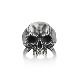 Vampire Skull Gothic Ring For Men, Fantasy Ring For Best Friend in Punk Style, Unique Biker Mens Ring in Sterling Silver, Halloween Ring