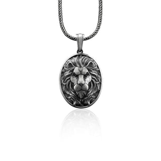 Lion Handmade Sterling Silver Men Charm Necklace, Leo Zodiac Sign Silver Men Jewelry, Maned Lion Silver Pendant, Leo Charm, Animal Necklace