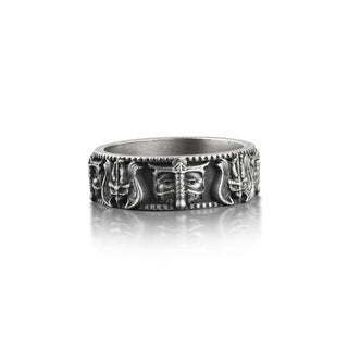 St Michael Oxidized Silver Mens Ring, Archangel Saint Michael Faith Ring For Family, Christian Ring, Scripture Ring, Husband Ring Gift