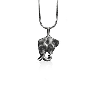 Elephant head 925 sterling silver necklace for men, Nature ınspired necklace for good luck, Healing necklace for family
