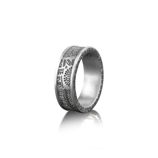 Maori Art Mens Ring in Sterling Silver, New Zealand Native Ring For Best Friend, Hawaiian Ring For Men, Indigenous Jewelry, Ancient Ring