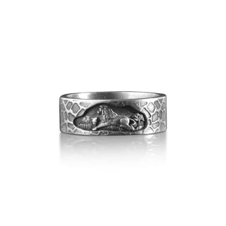 Lion Family Wedding Band Ring for Men, Sterling Silver Zodiac Leo Ring, His and Hers Matching Rings, Couples Ring, Animal Jewelry, Mens Gift