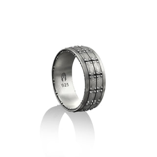 Rectangles 925 Silver Men Wedding Ring, Sterling Silver Men Wedding Jewelry, Engagement Ring, Wedding Band, Promise Ring, Groomsmen Gift