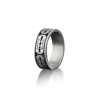 Razor Blade Mens Cool Ring in Silver, Unusual Male Ring in Oxidized Silver, Masculine Ring For Best Friend, Streetwear Ring For Boyfriend