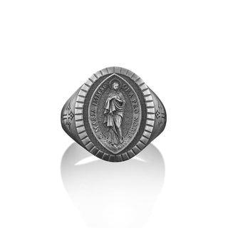 Mary Immaculate Relief Ring, Virgin Mary Immaculate Silver Ring, Religious Silver Men Jewelry, Christian Signet Rings, Virgin Mary Men Ring