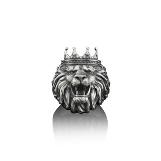 Lion king sterling silver mens ring for husband, Leo zodiac sign ring for men, Strength ring for male, Masculine ring
