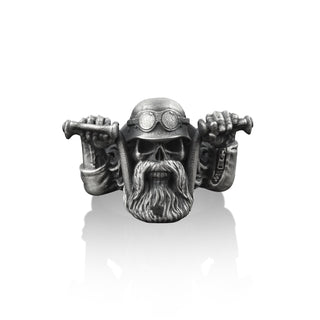 Skull 925 Sterling Silver Biker Ring, Gothic Ring, Skull Jewelry, Motorcycle Art, Minimalist Ring, Unique Ring, Engraved Ring, Memorial Gift