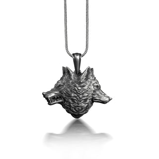 Opposite Emotions of Wolf Necklace in Silver, Twin Wolf Head Necklace For Son, Unusual Animal Necklace For Nordic, Artistic Necklace For Men