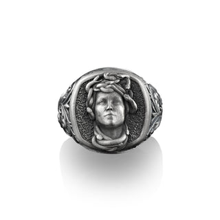 Gorgon Medusa Signet Ring, Sterling Silver Square Signet Ring, Greek Mythology, Pinky Rings for Women, Mens Signet Ring, Unique Signet Ring