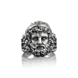 Poseidon Sea God Greek Mythology Ring, Ancient Goddess Ring in Oxidized Sterling Silver, Fantasy Ring For Husband, Cool Ring For Best Friend