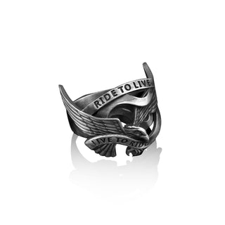 Silver Eagle Men Ring, Sterling Silver Falcon Rings, Ride to Live Jewelry, Falcon Men Ring, Eagle Falcon Ring, Men Gift Ring, Biker Men Ring