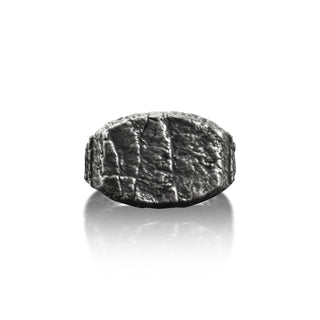 Lava Rock Surface Mens Ring in Silver, Oxidized Cool Male Ring in Unusual Style, Nature Inspired Ring For Boyfriend, Dad Birthday Gift