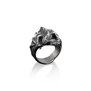 Winged Dragon Handmade Sterling Silver Ring For Men, Dragon Mythology Jewelry, Minimalist Unique Animal Ring, Gothic Jewelry, Ring For Men