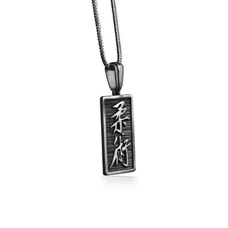 Kanji japanese pendant necklace with custom name, Personalized silver necklace for men, Engraved necklace for everday