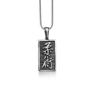 Kanji japanese pendant necklace with custom name, Personalized silver necklace for men, Engraved necklace for everday