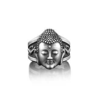 Buddha Oxidized Sterling Silver Ring, Yoga Ring For Best Friend, Male Buddhist Ring, Buddhist Jewelry For Men, Spiritual Ring, Buddhist Gift