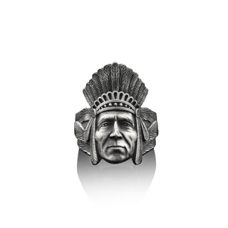 American Indian Chief Handmade Silver Men Ring, Native American Chief Sterling Silver Men Jewelry, Biker Ring, Memorial Gift, American Gift